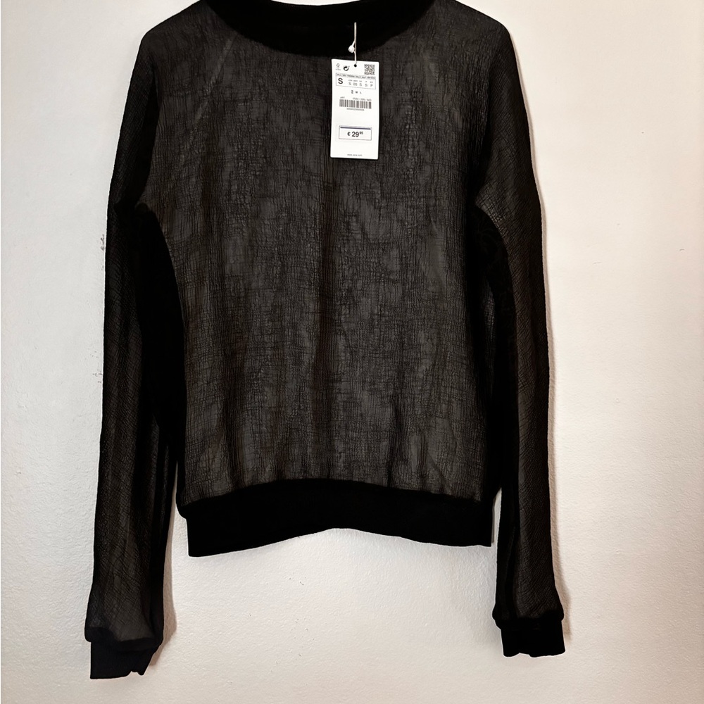 Zara Elegant Black Sheer Women's Top
